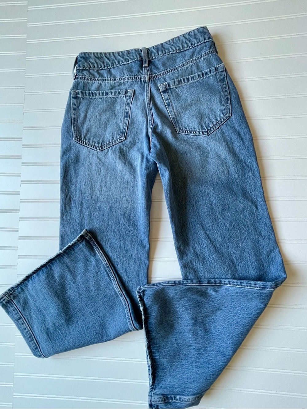 Hollister Low Rise Baggy Flare Jeans Y2K Mid Blue Wide Leg Rigid Denim 2R/26 EUC - Picture 12 of 15